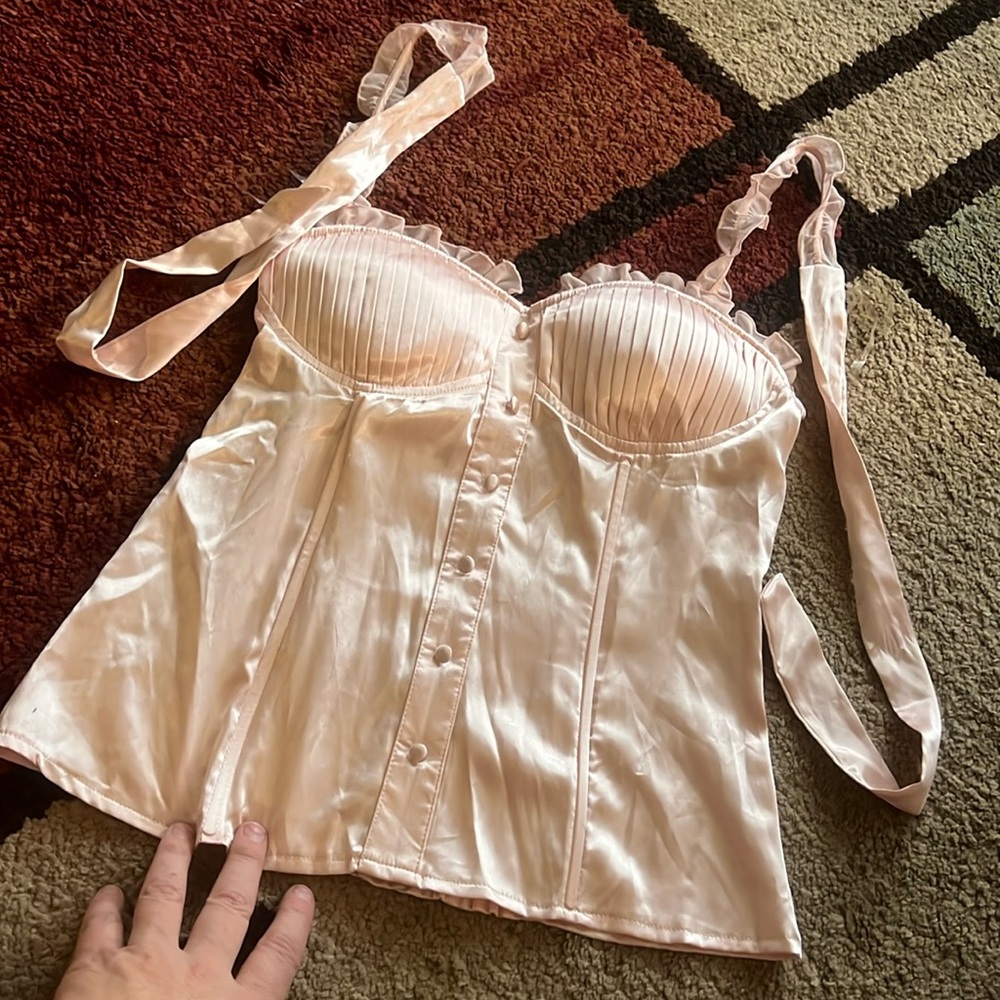Pink Charlotte Russe corset styled top
